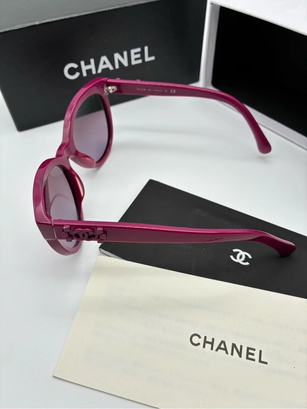 NWB Chanel CC Women's Cat-Eye Sunglasses in Deep Magenta